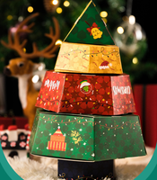 Kreative Überraschung einzigartige Weihnachts baum Form Advents kalender Schokolade bevorzugen Kuchen Keks Geschenkset Papier Box Tasche Set Weihnachten