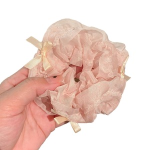 Venta al por mayor verano primavera banda para el pelo Crunchies pulsera elástica accesorios para el pelo diseñador a granel tul encaje Scrunchie con lazo - Product Image 6
