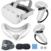 Kit de Housses en Silicone 7 en 1 pour Meta/Oculus Quest 2 : Housse Faciale VR, Coque VR et Housses de Poignée pour Manettes Tactiles