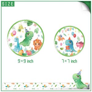 Juego de Platos de Papel Desechables Coloridos y Lindos para Niños, 7 pulgadas + 9 pulgadas, Vajilla de Fiesta de Dinosaurios para Picnic al Aire Libre - Product Image 4