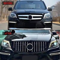 Rejilla Delantera Superior Estilo GT Deportivo, Rejilla de Malla ABS Brillante para Mercedes Benz X166 GL500 GL550 GL63 Años 2013 2014 2015 Versión Alta