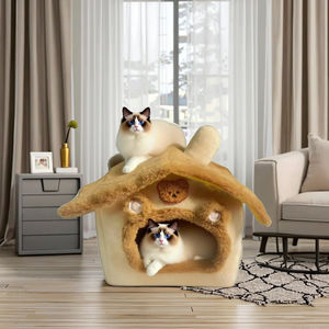 Cama ecológica para gatos para todas las estaciones, jaula para mascotas, lavable, plegable, semicerrada, cubierta extraíble para calefacción para gatos y perros - Product Image 6
