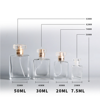 Vente en gros de flacons diffuseurs de parfum rectangulaires transparents en verre de 7,5, 20, 30, 50 ml et 1 oz avec bouchon en aluminium
