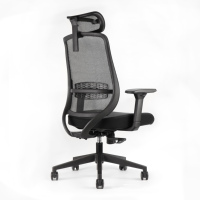 Chaise de bureau noire à dossier mi-haut en maille avec structure en nylon et hauteur réglable, chaise de travail respirante pour poste de travail à domicile