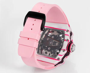 Montre mécanique automatique à tourbillon en fibre de carbone 3802, haute qualité, bracelet en caoutchouc ajouré, résistante à l'eau, luxe, sport - Product Image 4