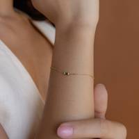 Bracelet délicat en acier inoxydable plaqué or 18 carats avec zircon coloré et pierres de naissance des 12 mois pour femme - Vente en gros