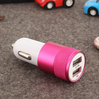 Petit chargeur de voiture en acier, double USB, en alliage d'aluminium, 2.1A
