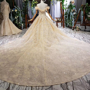 HTL684 Jancember off Shoulder Flower <strong>Pattern</strong> Sequin Women Suzhou Simple <strong>Wedding</strong> <strong>Dress</strong> - Product Image 3