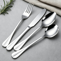 Ensemble de couverts complets pour hôtel avec logo personnalisé, manche large, couteau, cuillère et fourchette, en acier inoxydable, pour restaurant