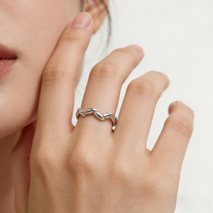 Anillo de Plata de Ley S925 con Diseño de Grano de Arroz para Mujer, Anillo Abierto para Uso Diario, Joyería Fina, Color Plateado - Product Image 4