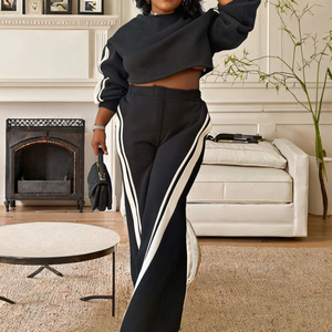 Conjunto de Dos Piezas para Mujer, Blusa Casual Sólida y Pantalones de Pierna Recta, Tejido de Verano, Ecológico y Transpirable - Product Image 3