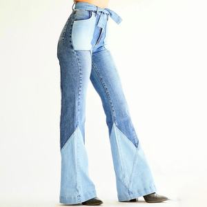 Pantalones Vaqueros Acampanados de Cintura Alta Estilo Vintage para Mujer, con Cinturón de Dos Tonos, Estilo Casual, Jeans Holgados para Mujer, Precio de Fábrica - Product Image 2