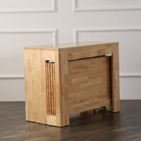 Table à manger rectangulaire pliante et extensible en bois massif de style nordique pour petites maisons avec design de table invisible