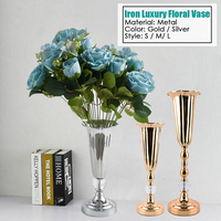 Métal or/argent trompette fleur Vase Table décorative mariage pièce maîtresse fleur support urne pour mariage fête Table décoration