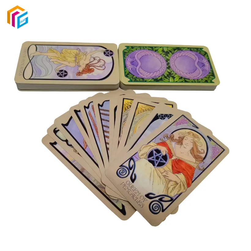 Impresión de cartas de Tarot personalizadas Cute Unique Wheel Of Fortune Mysteries Psychic Tarot Cards y Oracle Deck con 78 cartas