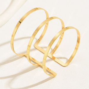 Brazalete Metálico Punk Minimalista Geométrico de Tres Capas, Cadena Corporal Estilo Urbano, Ajustable, Hueco Abierto, Exagerado, Europeo y a - Product Image 2