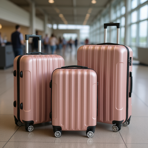 Juego de maletas de viaje DB 3 en 1, color oro rosa, material ABS, gran capacidad, 4 ruedas con cerradura para viaje - Product Image 2