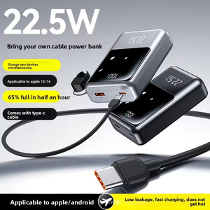 Nuevo Mini Power Bank 2026 de 20000mAh con Carga Súper Rápida de 22.5W PD20W, Cable Tipo-C Integrado, Cargador Portátil, Bajo MOQ, Venta al Por Mayor - Product Image 4