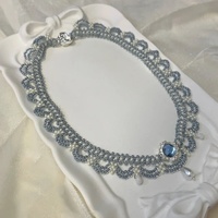 Collier ras du cou court tressé multicouche sportif en résine et plastique, style français élégant, avec chaîne en bambou, pour femme, vente en gros