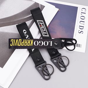 Lanière courte personnalisée avec logo tissé et brodé, lanière de poignet pour moto avec mousqueton - Product Image 1