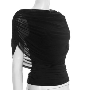 Camiseta de mujer nueva con cuello tipo bufanda, sin mangas, ajustada, informal - Product Image 2