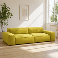 VONLIVA Ensemble de canapés de salon de style italien moderne et minimaliste pour petits appartements, canapé sectionnel droit en velours, bois nordique