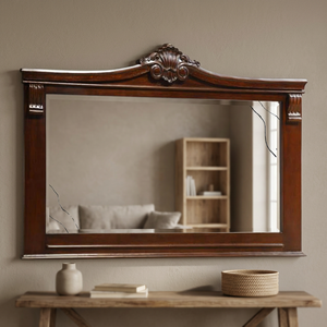 Antique Asian Solid Wood <b>Mirror</b> Carved Teak Wood Furniture for Living Room Home Decor GABE ART FURNITURE 170x95x6cm - Product Image 2