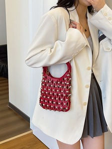 Bolsa de Ombro Feminina de Verão com Corrente, Estilo Punk com Rebites Redondos e Design Vazado, para Atacado - Product Image 4