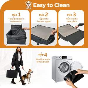 Luxuriöser Multifunktionaler Hunde-Autositz, Rechteckiges Reise-Haustierbett mit Rutschfester Unterseite, Abnehmbar, Waschbar, Einfarbig, im Karton Verpackt - Product Image 5