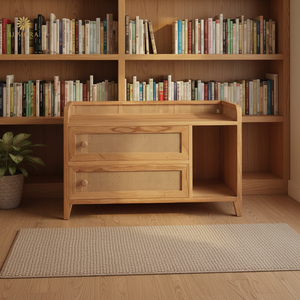 Aruna - Mueble de Salón Moderno de Madera de Teca Maciza, Hecho a Mano, Ahorra Espacio, Multifuncional, con 2 Cajones y Panel Plano - Product Image 4