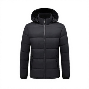 Unisex Winter Hooded <b>Jacket</b> Waterproof Breathable Solid Color Zipper Casual Style Polyester Wadding Long Front Regular Fit - Product Image 1