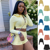 Ensemble deux pièces en coton avec sweat à capuche zippé et short de jogging, tailles XS-XL, Nouvelle Collection 2026