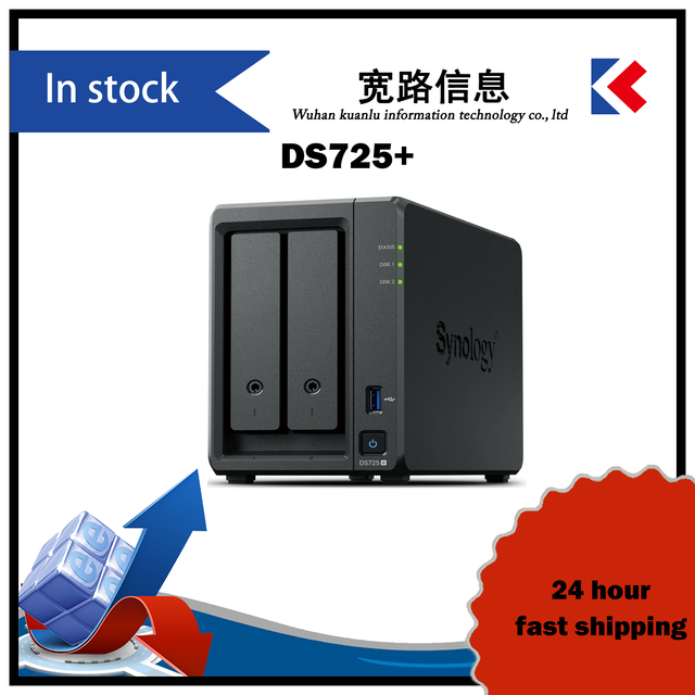 DS725+ 2-Bay Compact NAS Server Max 32GB DDR4 ECC 2.5GbE M.2 NVMe Cache for SOHO File Sharing Backup Home Office