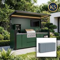 Muebles de Exterior, Gabinete de Cocina Plegable para Barbacoa, Estación de Acero Inoxidable con Parrilla de Gas, Refrigerador y Fregadero para Eventos en Terrazas de Hoteles
