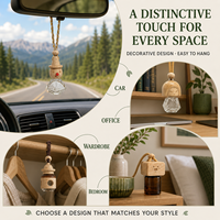 Diffuseur de parfum personnalisé pour voiture, armoire et bureau, en forme de tête de poupée en bois, avec bouteille en verre et cordon tressé, OEM ODM