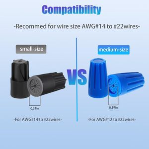 Conector de Cable Reason S1 600V 14-22 AWG, Terminal Espiral Negro de Tamaño Pequeño para Cableado Eléctrico - Product Image 3