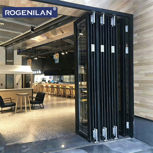 Puertas Plegables de Aluminio para Tormentas, Eficientes Energéticamente, de Doble Cristal Bajo Emisivo, para Patio, Proveedor Chino Rogenilan - Product Image 3