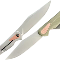 Couteau de poche pliable en acier 8Cr13MoV, lame à pointe tombante, incrustation triangulaire en cuivre, manche G10, mécanisme de verrouillage, EDC, camping, OEM