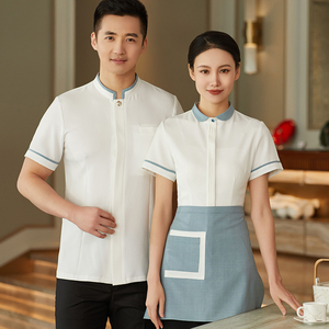 Polo uniforme pour enfants à manches courtes, haute qualité, été, pour hommes, moderne, pour serveurs de restaurant, t-shirts uniformes pour femmes - Product Image 6