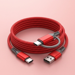 <span class=keywords><strong>Cable</strong></span> de nailon trenzado de 60W para cámara cargador tipo C, <span class=keywords><strong>cable</strong></span> PD 2 en 1 de carga rápida 3A, 2 en 1, para <span class=keywords><strong>Samsung</strong></span> Galaxy S21 Note20, 60W, 2 en 1 - Product Image 5