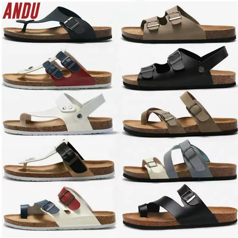 ANDU Manufacturer Custom Men Sandals For Summer Classic Birken Design With Comfortable Soft Cow Leather Insole And Cork Foot-bed