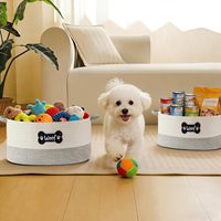 Panier de rangement pour jouets pour chien avec poignées - Pliable, écologique, 100% coton tissé, design moderne, forme polyvalente pour une utilisation multi-usages