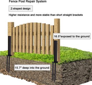 Fixer Anchor Ground Spike Fence Post Repair Stakes para reparación/Refuerzo Inclinado/Poste de valla de madera <span class=keywords><strong>rota</strong></span> - Product Image 5