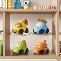 Voiture jouet à friction en forme d'animal de dessin animé, mini modèle 1:87, en plastique ABS, véhicule éducatif portable pour enfants