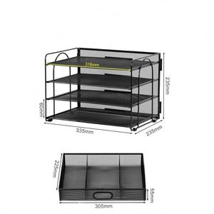 Organizador de Papel Metálico Plegable de Escritorio, Multifuncional, con 4 Compartimentos, Cajas y Contenedores de Almacenamiento para Oficina, en Oferta - Product Image 3