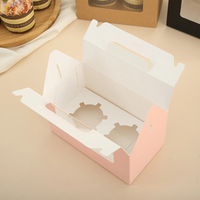 Boîtes à cupcakes pliables recyclables avec fenêtre en PET gaufrée et poignée pour l'emballage alimentaire de boulangerie