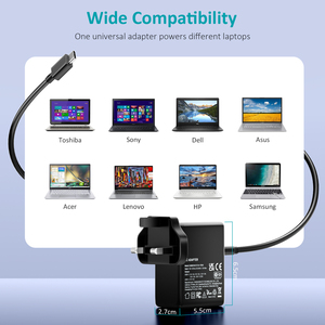 Chargeur mural USB double interface 65W PD à charge rapide, prise US/EU, adaptateur d'alimentation pour téléphone portable compatible tous protocoles QC4.0 PD 100W - Product Image 3