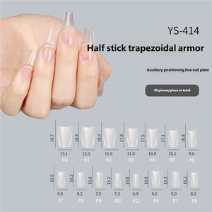 Nuevas uñas postizas de PMMA sin rastro, protectoras <span class=keywords><strong>para</strong></span> las manos, con esquinas recortadas, puntas de gel suave rectas con líneas de escala <span class=keywords><strong>para</strong></span> decoración de uñas. - Product Image 4