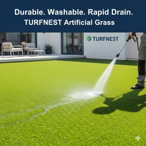 Gazon artificiel résistant aux UV, longue durée de vie, pelouse synthétique, faible entretien, gazon hybride pour aménagement paysager - Product Image 5