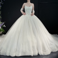 Importé italien maille robe de mariée estampage à chaud bas maille Arrangement de fleurs ongles perles a-ligne robe de banquet de mariage